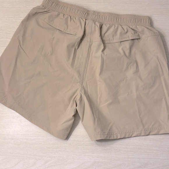 Tan Athletic Shorts with Elastic Waistband and Lightweight Fabric - Picture 5 of 10